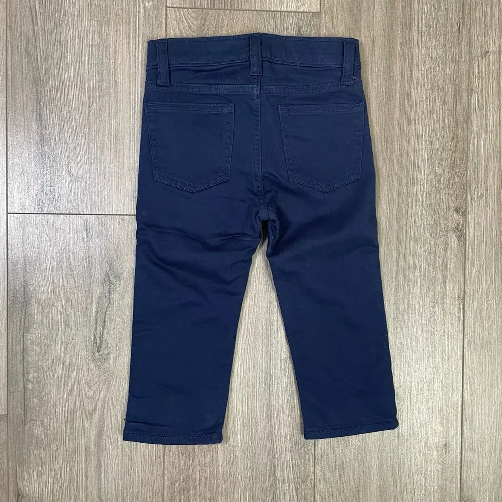 Crewcuts Pants Boys 2T Navy Slim Straight Stretch Plaid Lined Classic Preppy